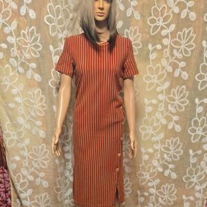 Zara Striped Midi Dress in Red and Black